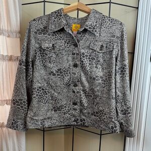 Ruby Rd Women's 3/4 Sleeve Button Up Jacket Reptile Animal Print Size 16